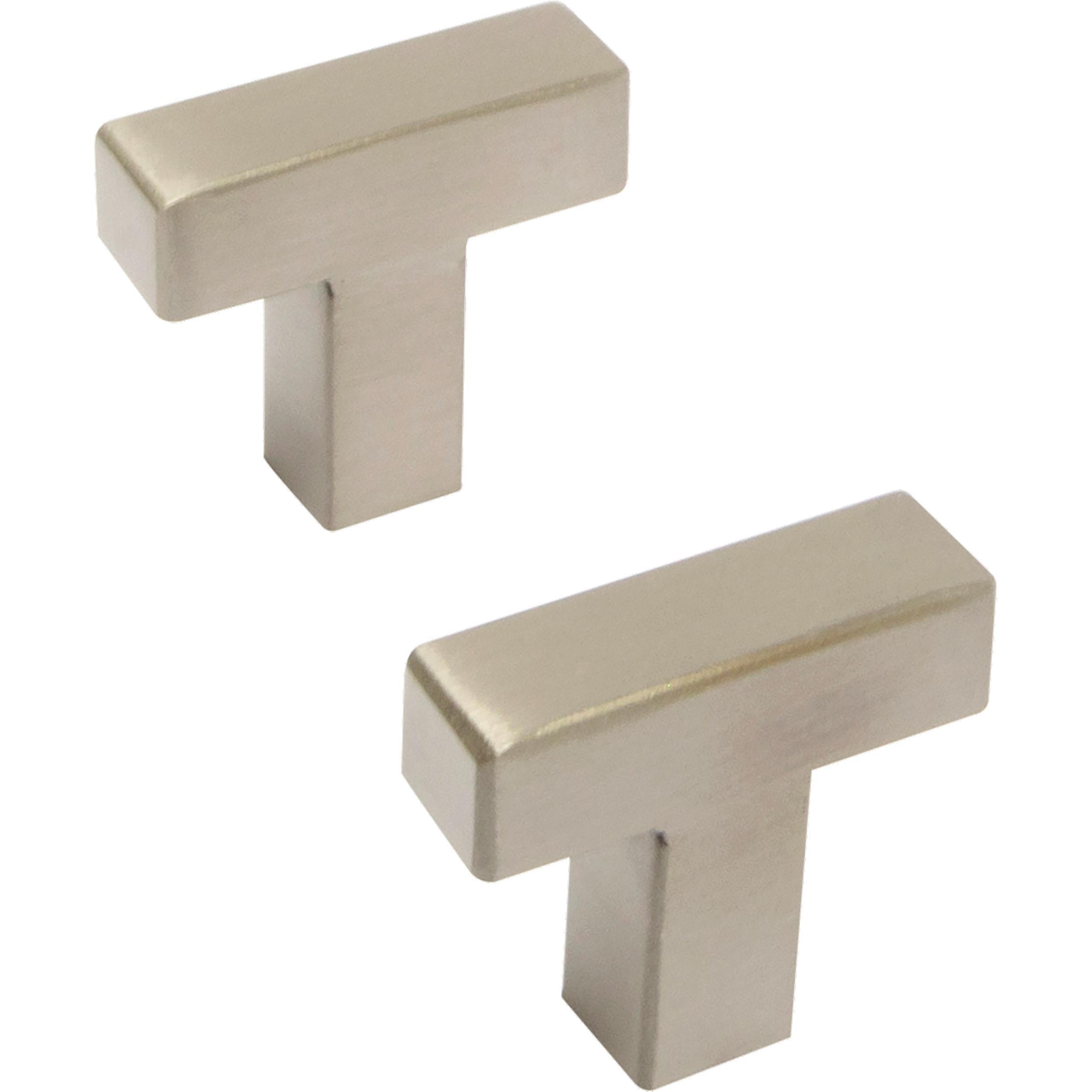 Mainstays Simple Modern Square 1-1/4 in. (32 mm) Stainless Steel Cabinet Bar Knob (2-Pack)